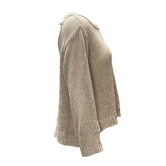 CCC Loose Knit Crop Top Metallic Open Back Sweater Stylish Lightweight Pullover - Picture 4 of 8